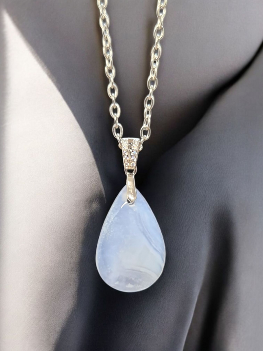 Pendentif Calcédoine bleue