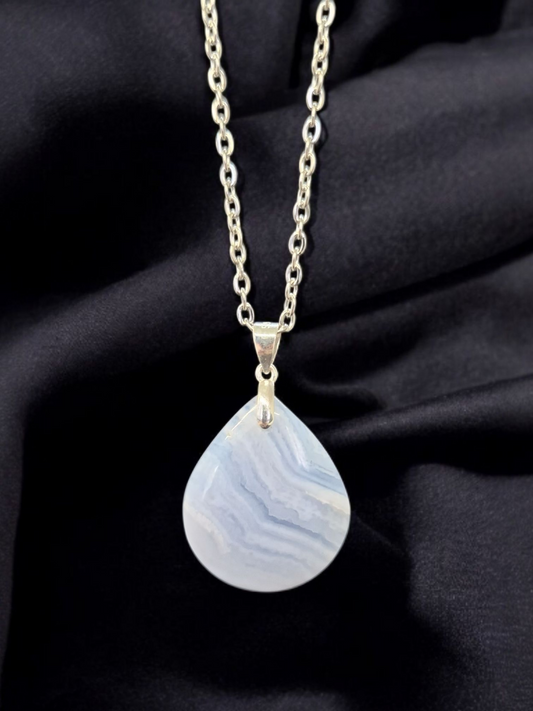 Pendentif Calcédoine bleue