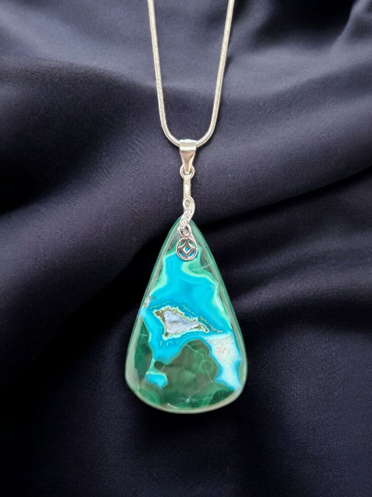 Pendentif Malachite Chrysocolle druzy