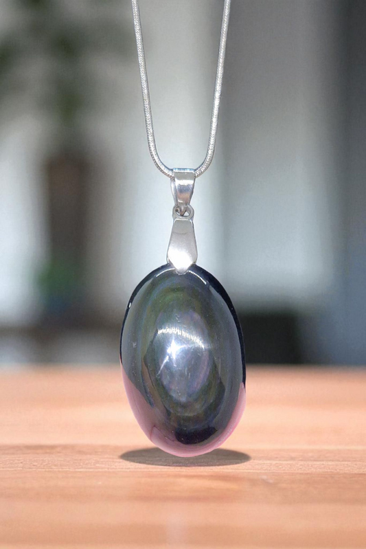 Pendentif Obsidienne œil celeste
