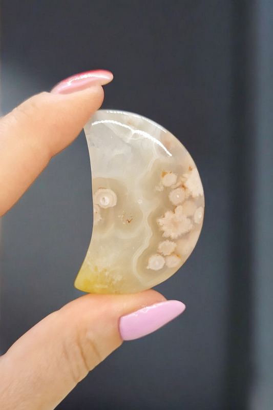 Lune Agate fleur de cerisier