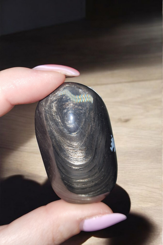 Galet obsidienne cuivrée