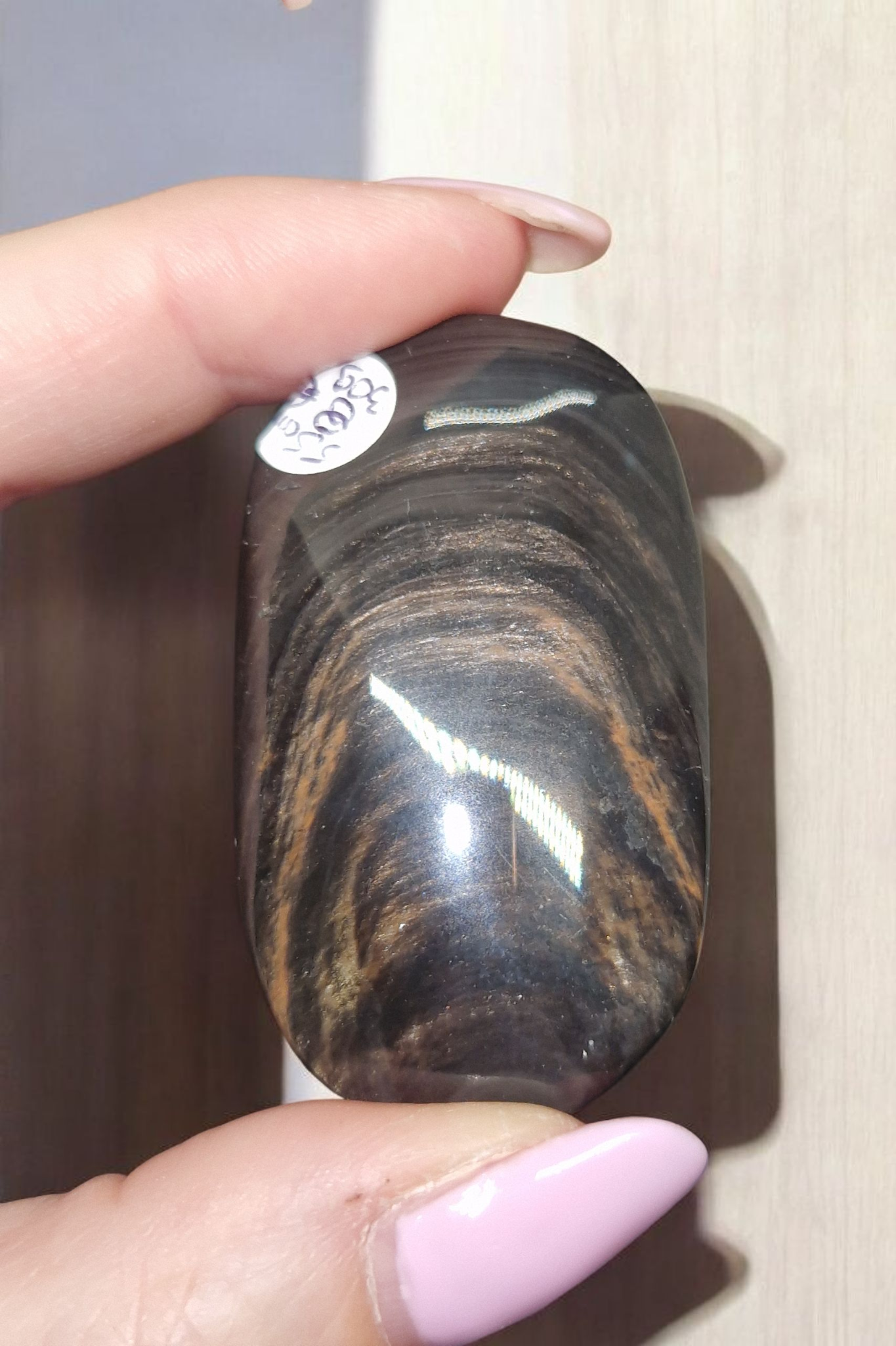 Galet obsidienne cuivrée