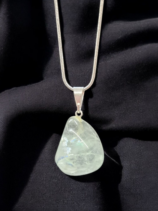 Pendentif Fluorite verte pierre roulée