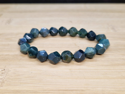 Bracelet Agate mousse facettée 10mm