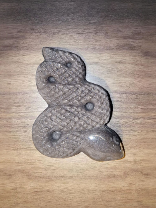 Serpent Obsidienne argentée