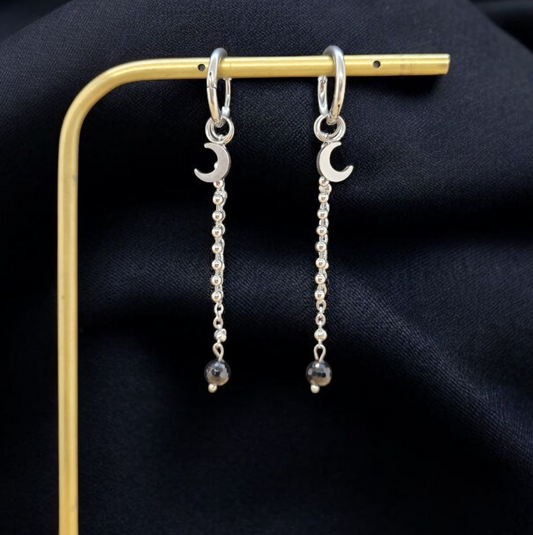 Boucles d'oreilles lune & spinelle