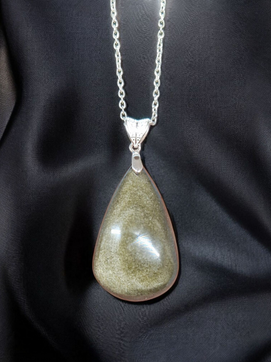 Pendentif Obsidienne dorée