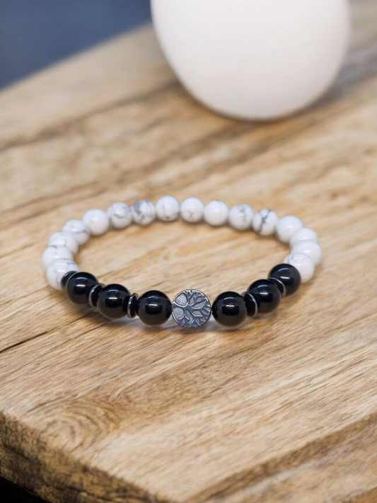 Bracelet Howlite & Tourmaline noire