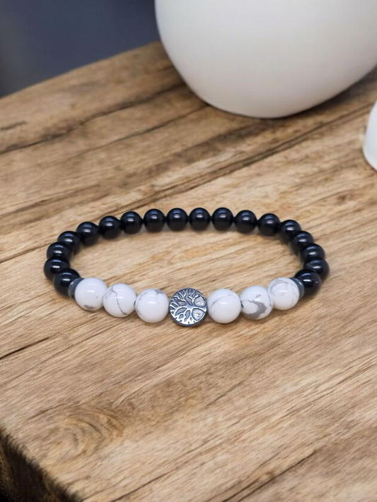 Bracelet Howlite & Tourmaline noire