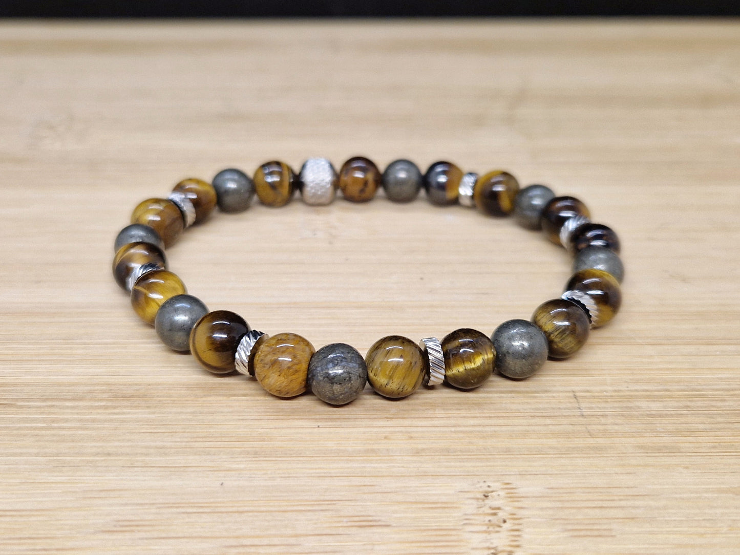 Bracelet Oeil de tigre & Pyrite