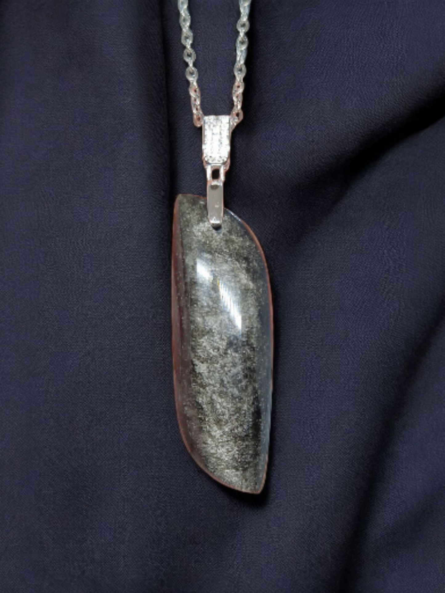 Pendentif Obsidienne argentée