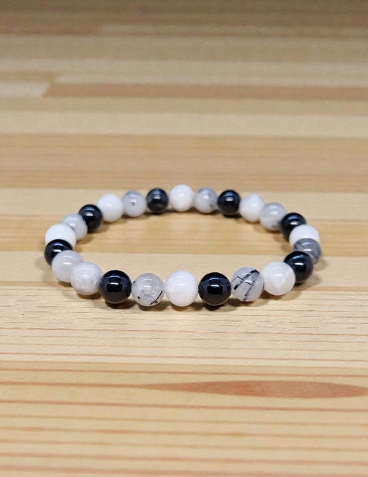 Bracelet Howlite, Tourmaline noire & Quartz Tourmaline