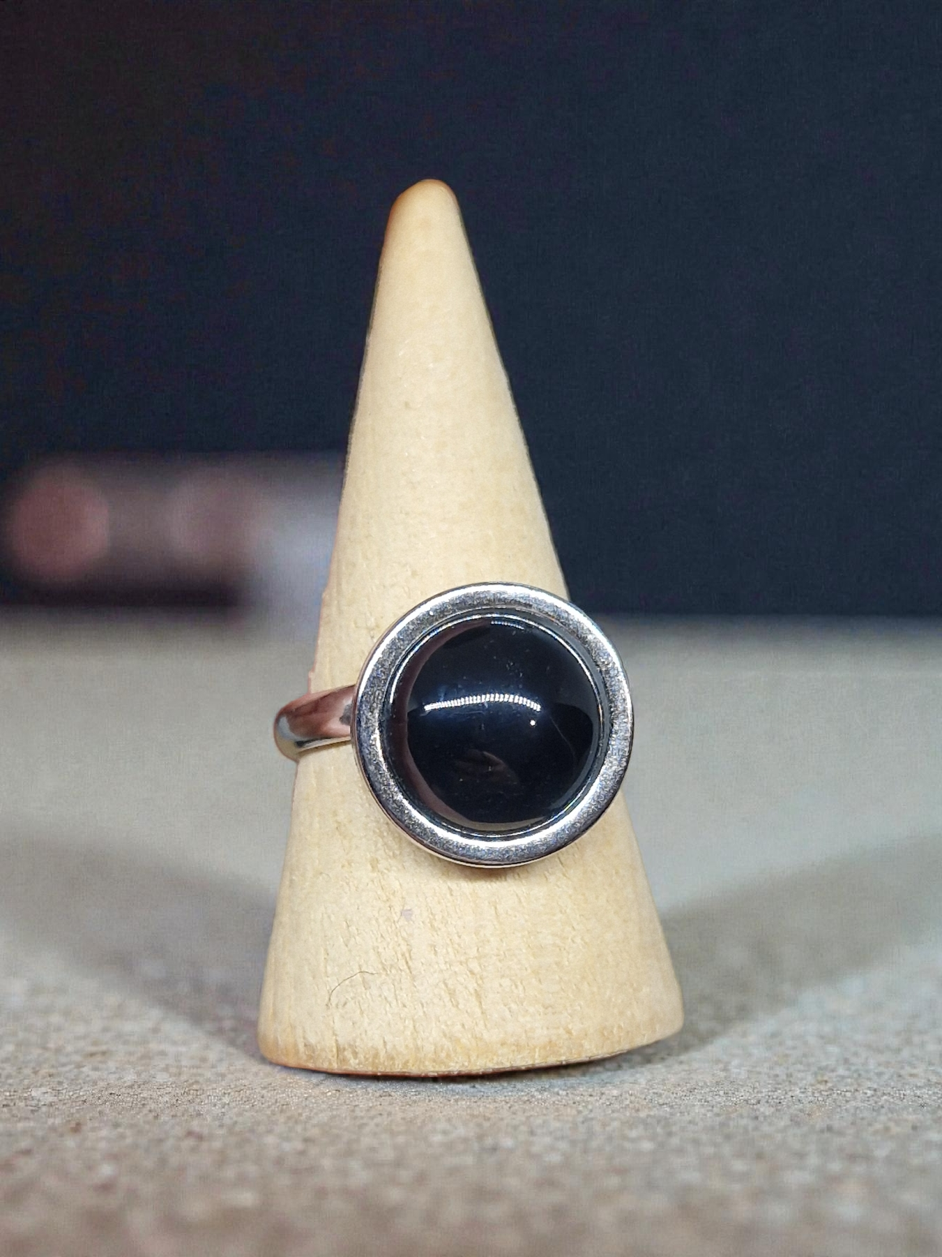 Bague Agate noire Acier inoxydable