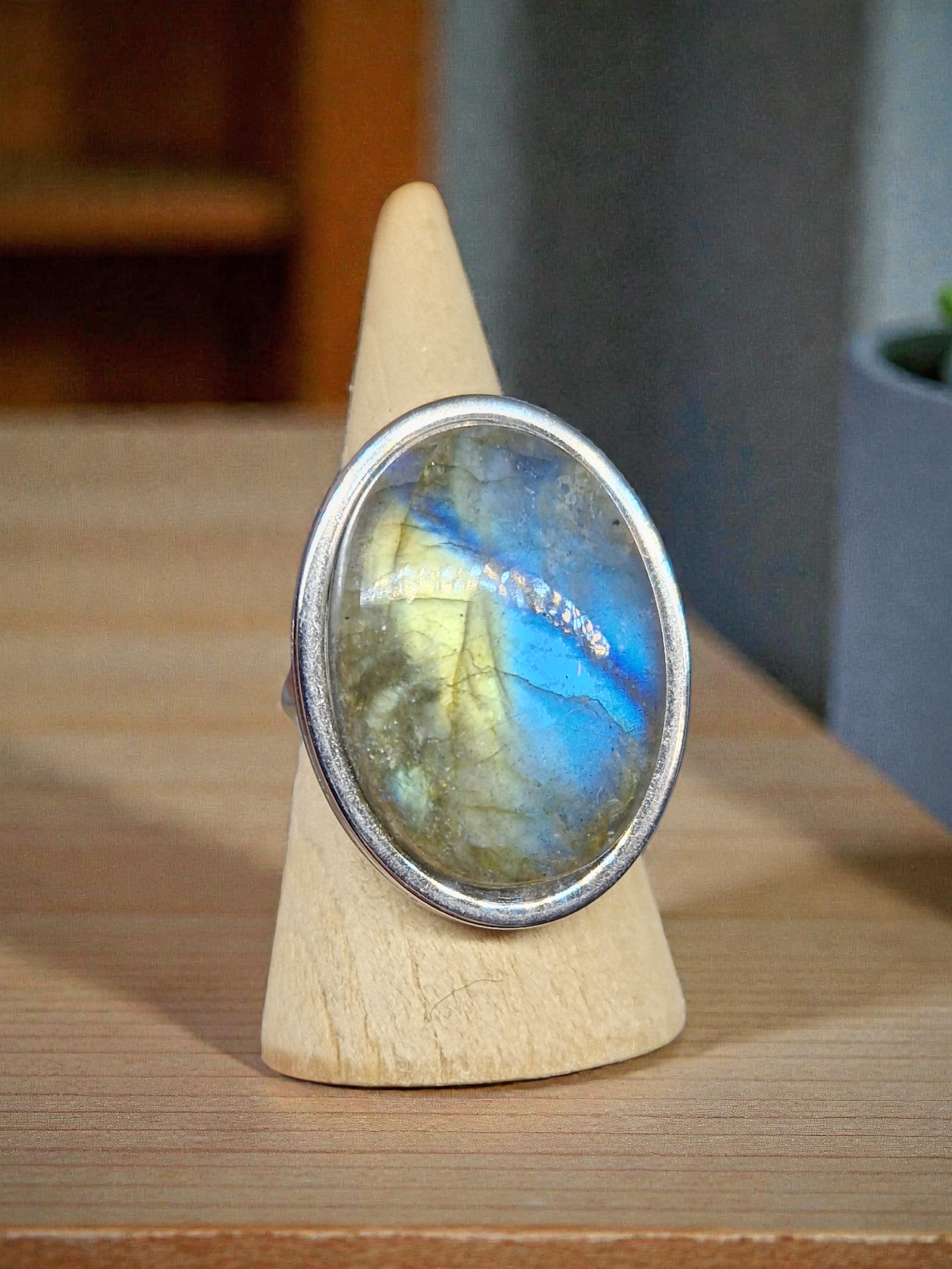 Bague Labradorite Acier