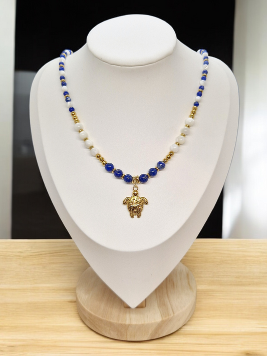 Collier Lapis lazuli & nacre