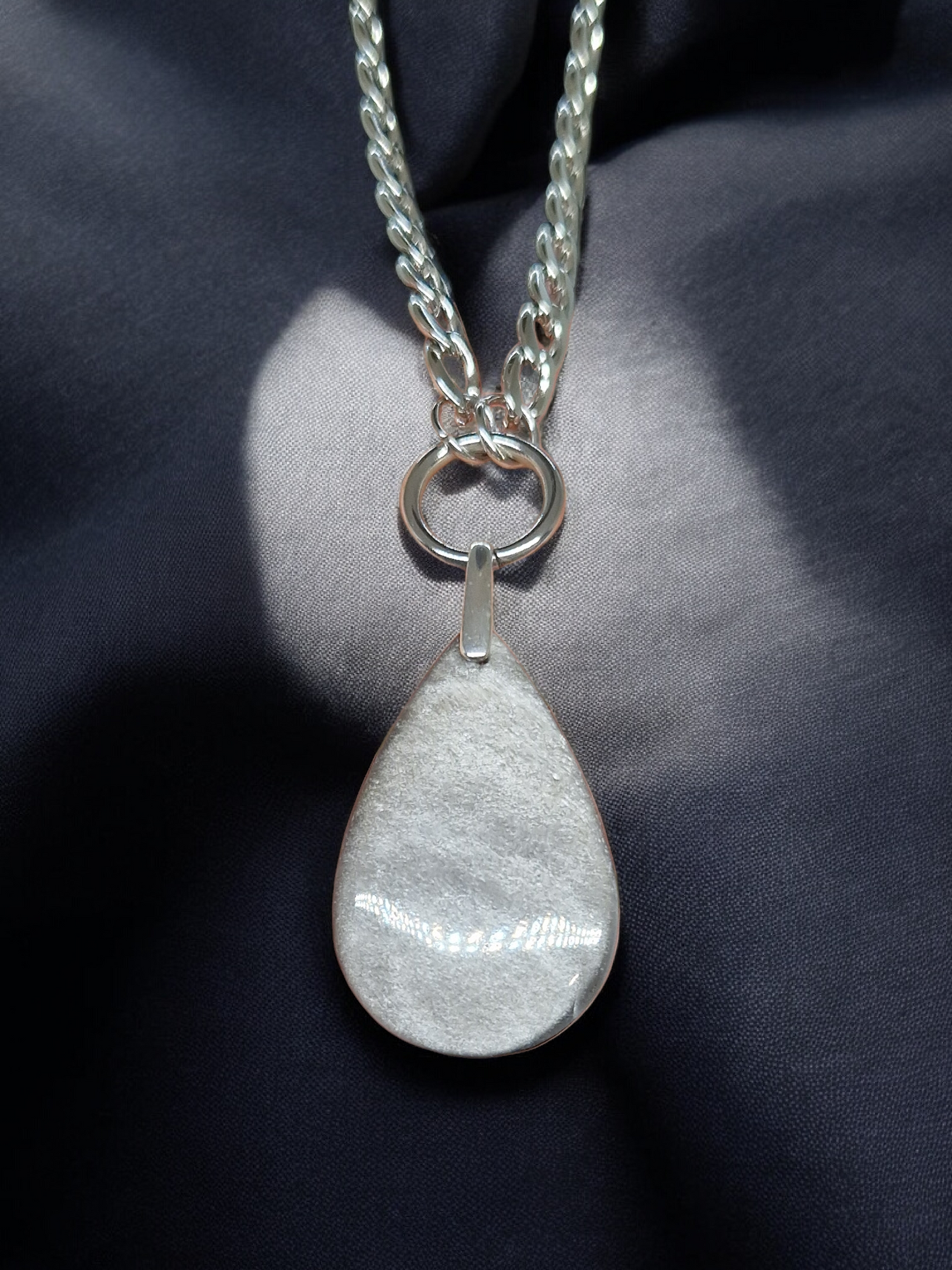 Collier Obsidienne argentée & Acier