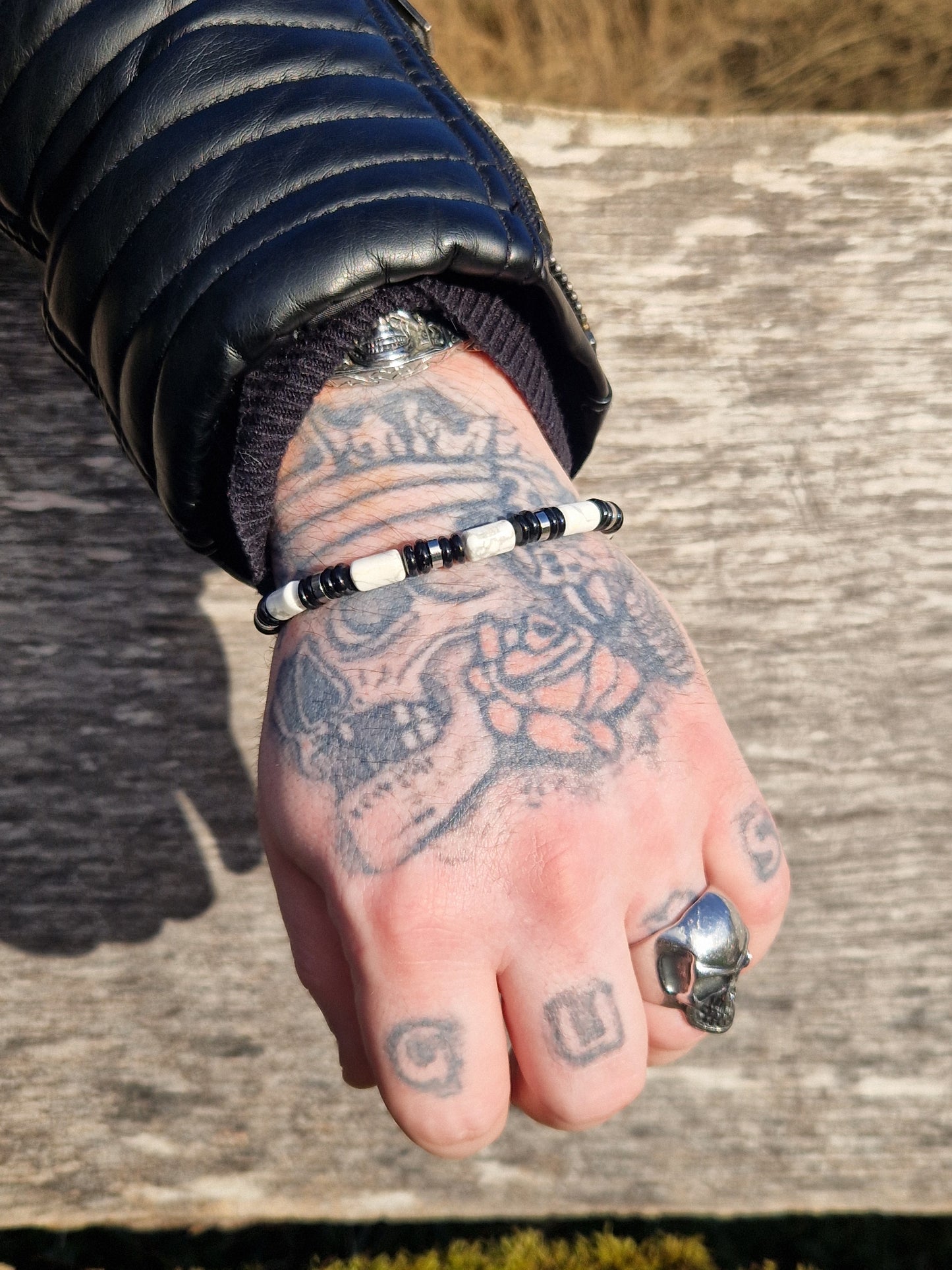 Bracelet Obsidienne noire Howlite