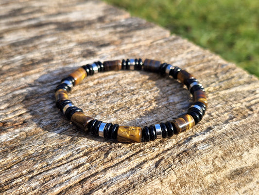 Bracelet Oeil de tigre & Onyx