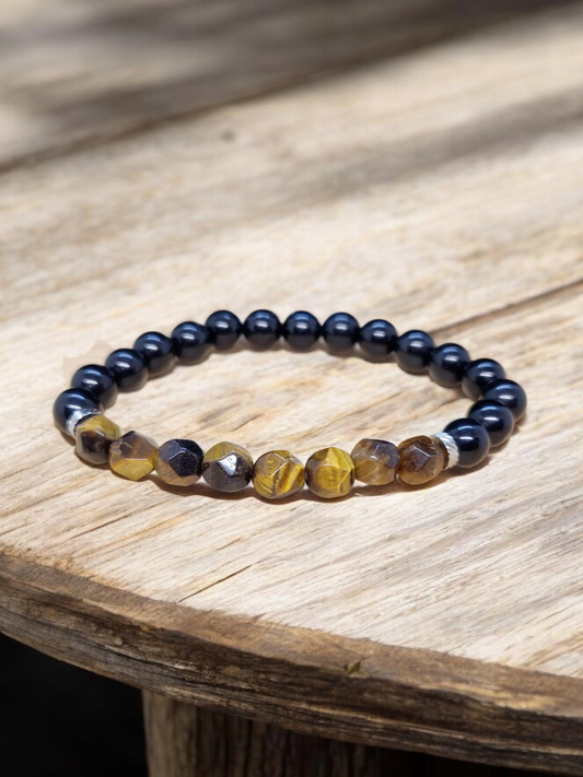 Bracelet Oeil de tigre & Obsidienne