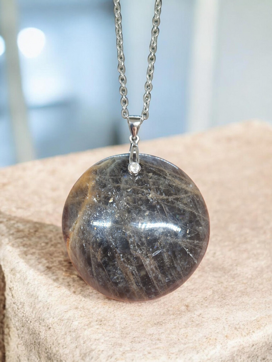 Pendentif Pierre de lune noire