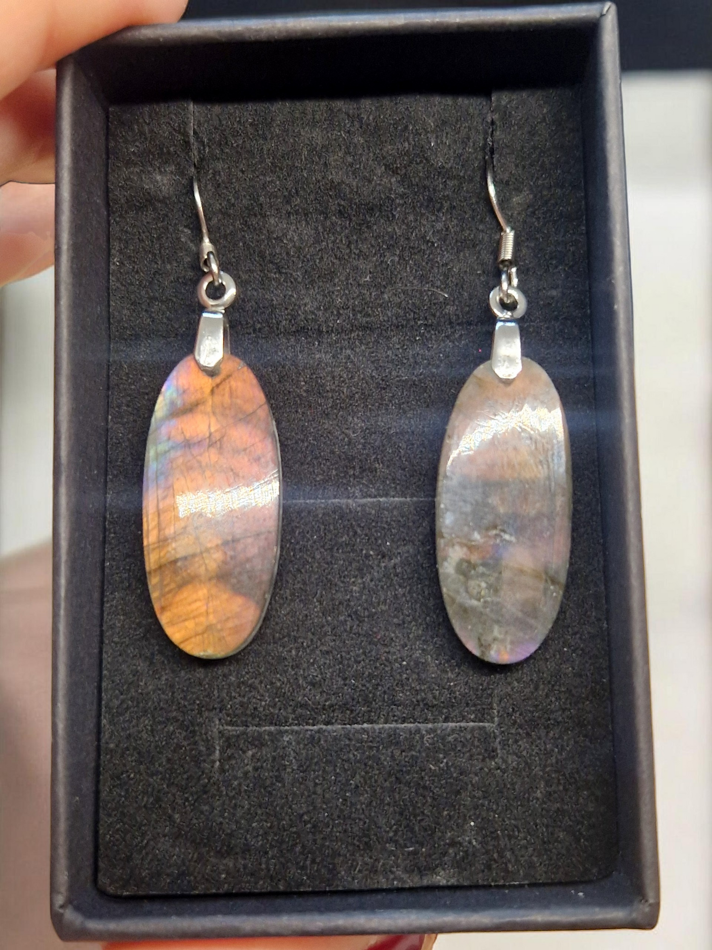 Boucles d'oreilles Labradorite acier