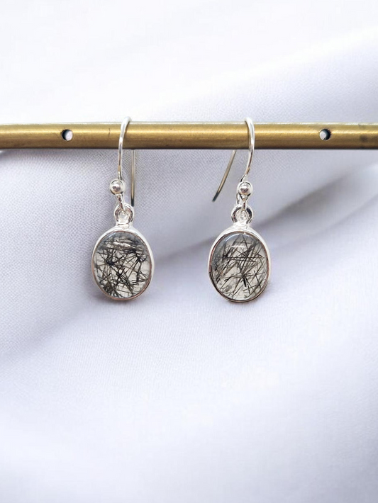 Boucles d’oreilles Quartz Tourmaline Argent