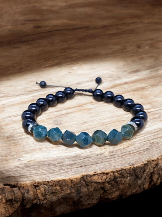 Bracelet Agate mousse & Obsidienne noire