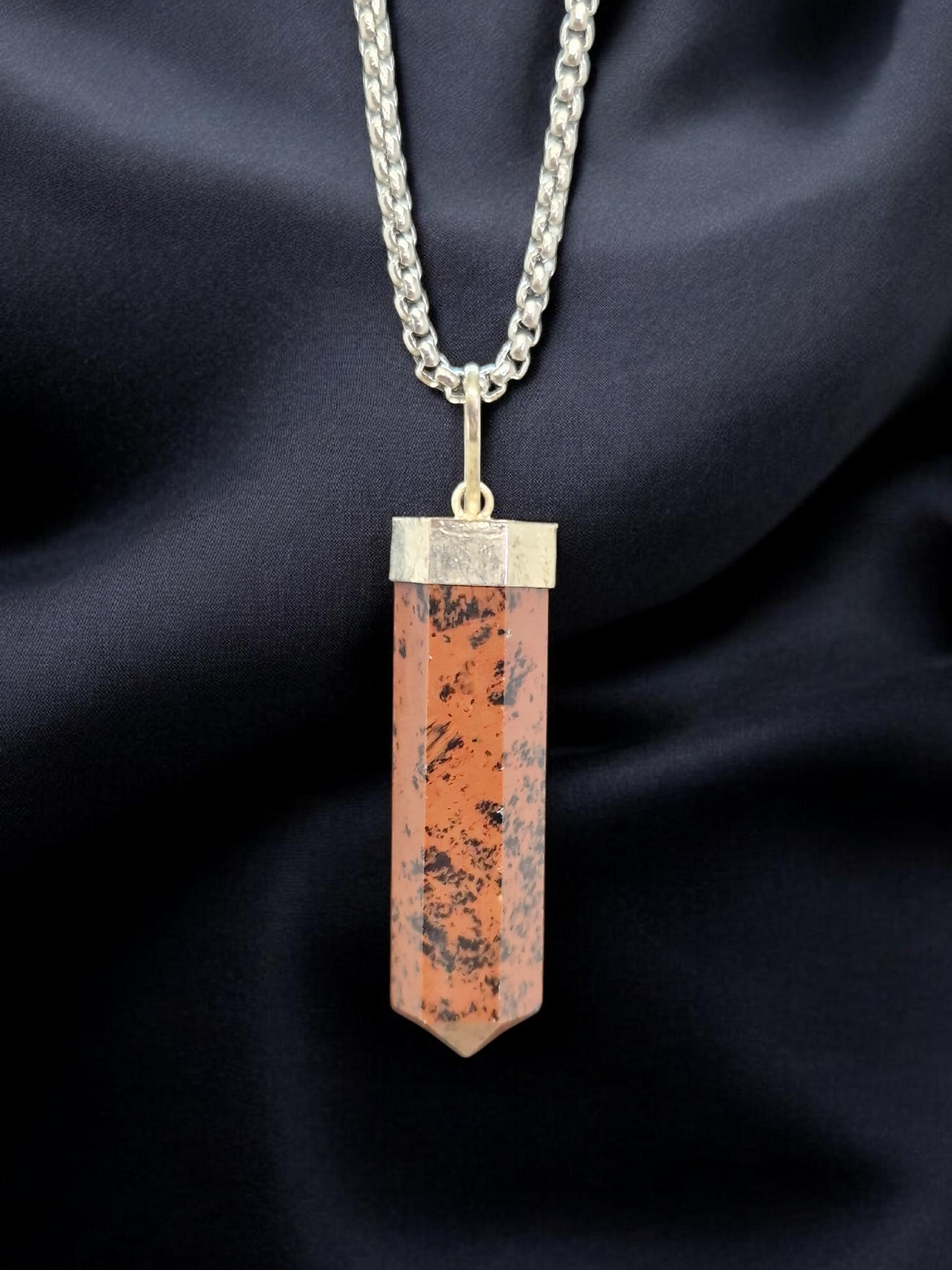 Pendentif pointe Obsidienne Acajou