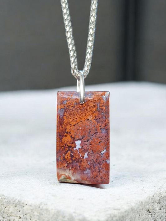 Pendentif Agate mousse rouge