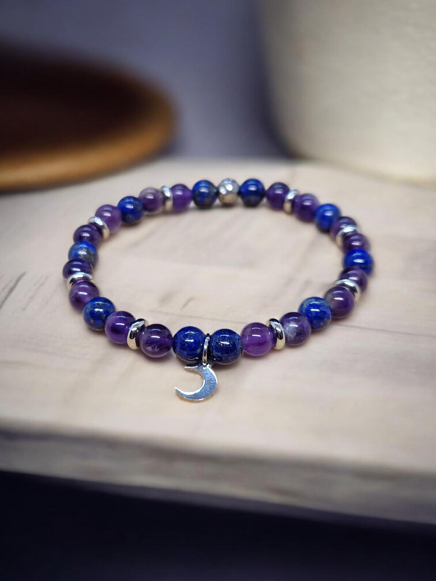 Bracelet Lapis lazuli & Améthyste 6mm