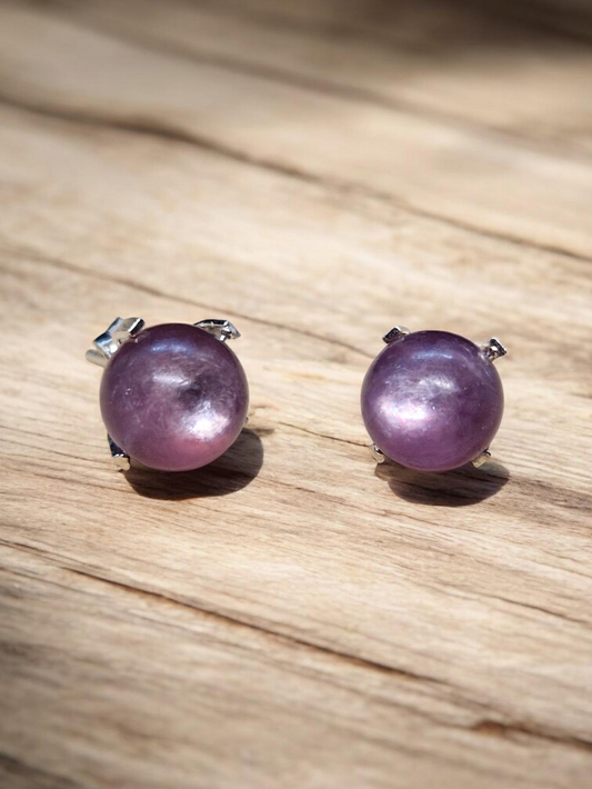 Boucles Lépidolite mica Argent 925