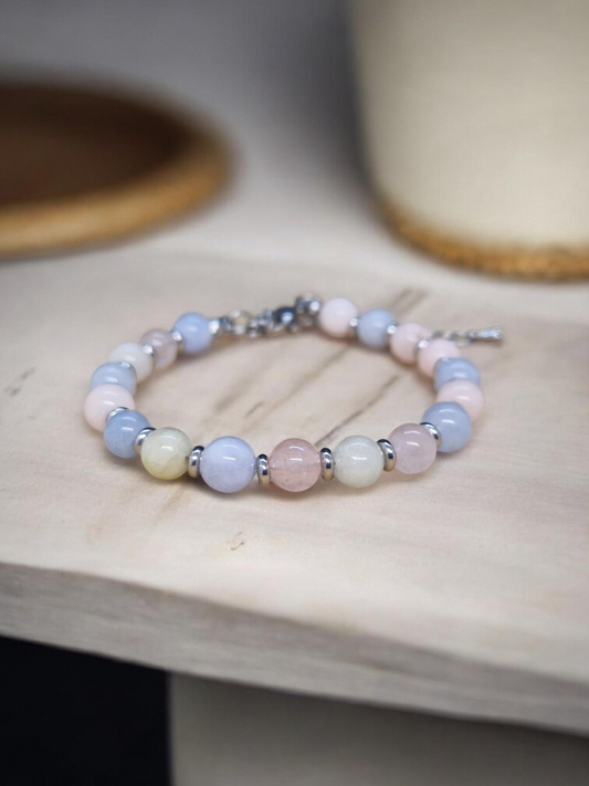 Bracelet Béryls 6mm réglable