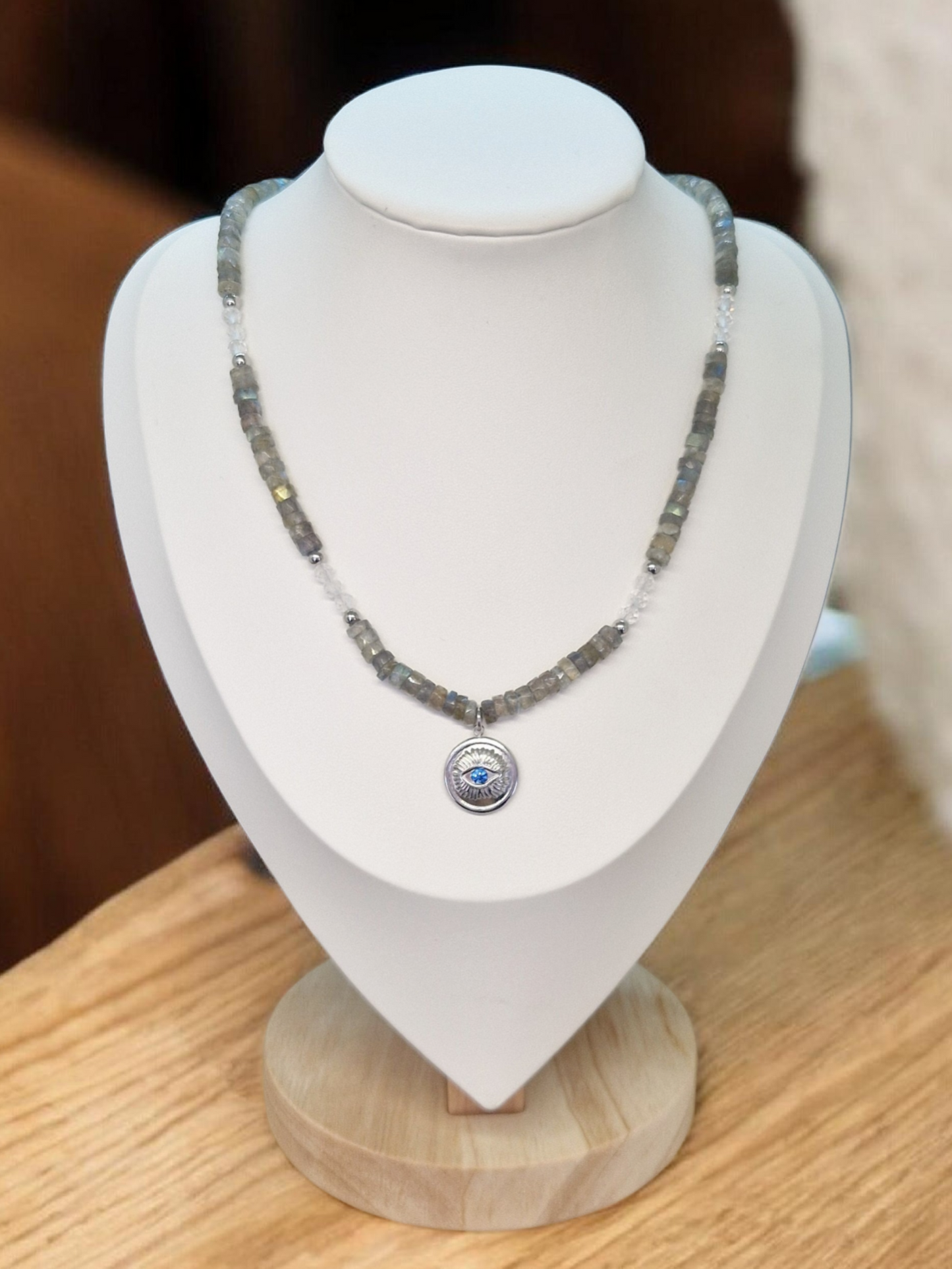 Collier Labradorite & Cristal de Roche