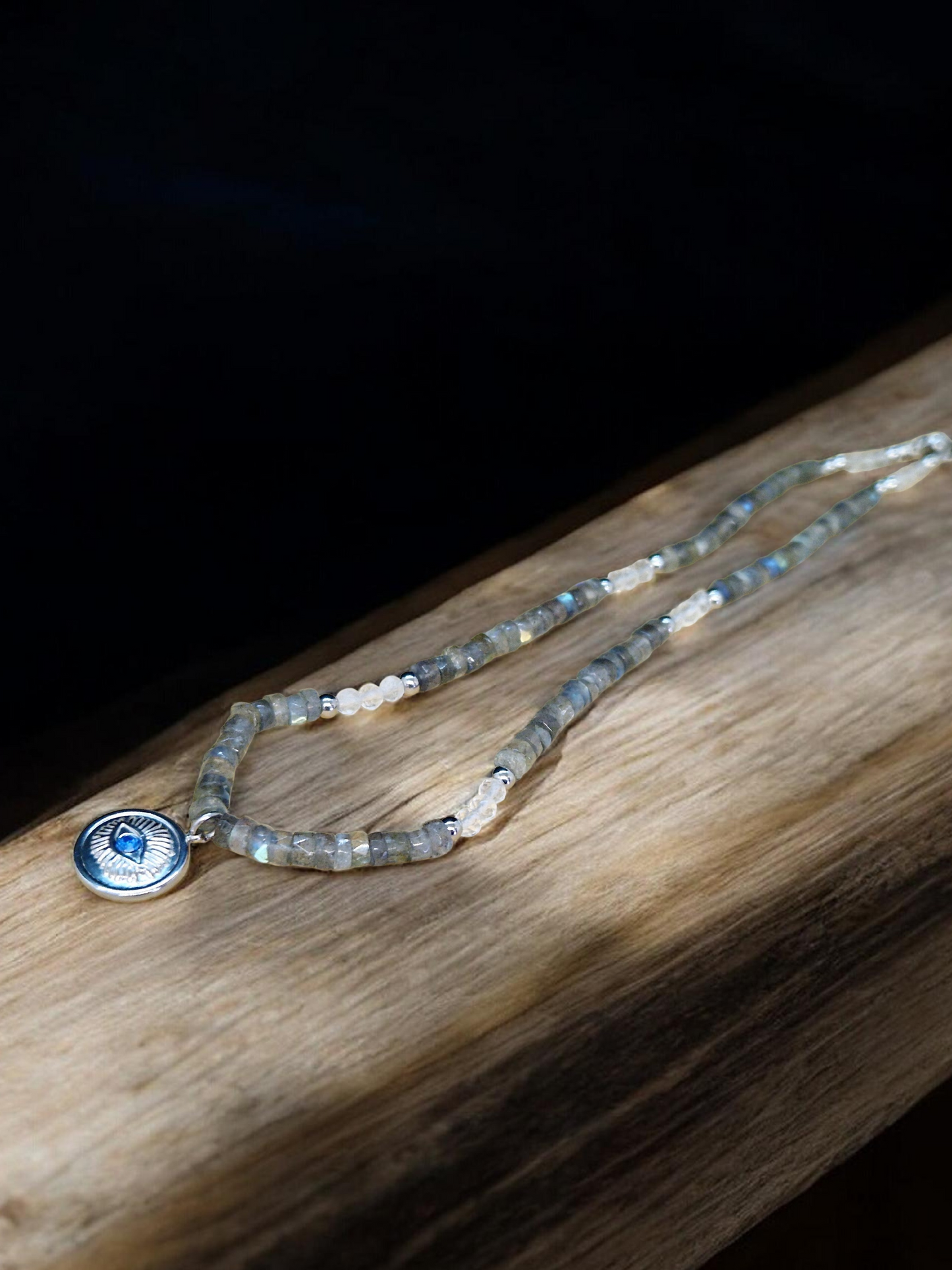 Collier Labradorite & Cristal de Roche