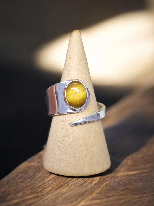 Bague Oeil de tigre Argent réglable