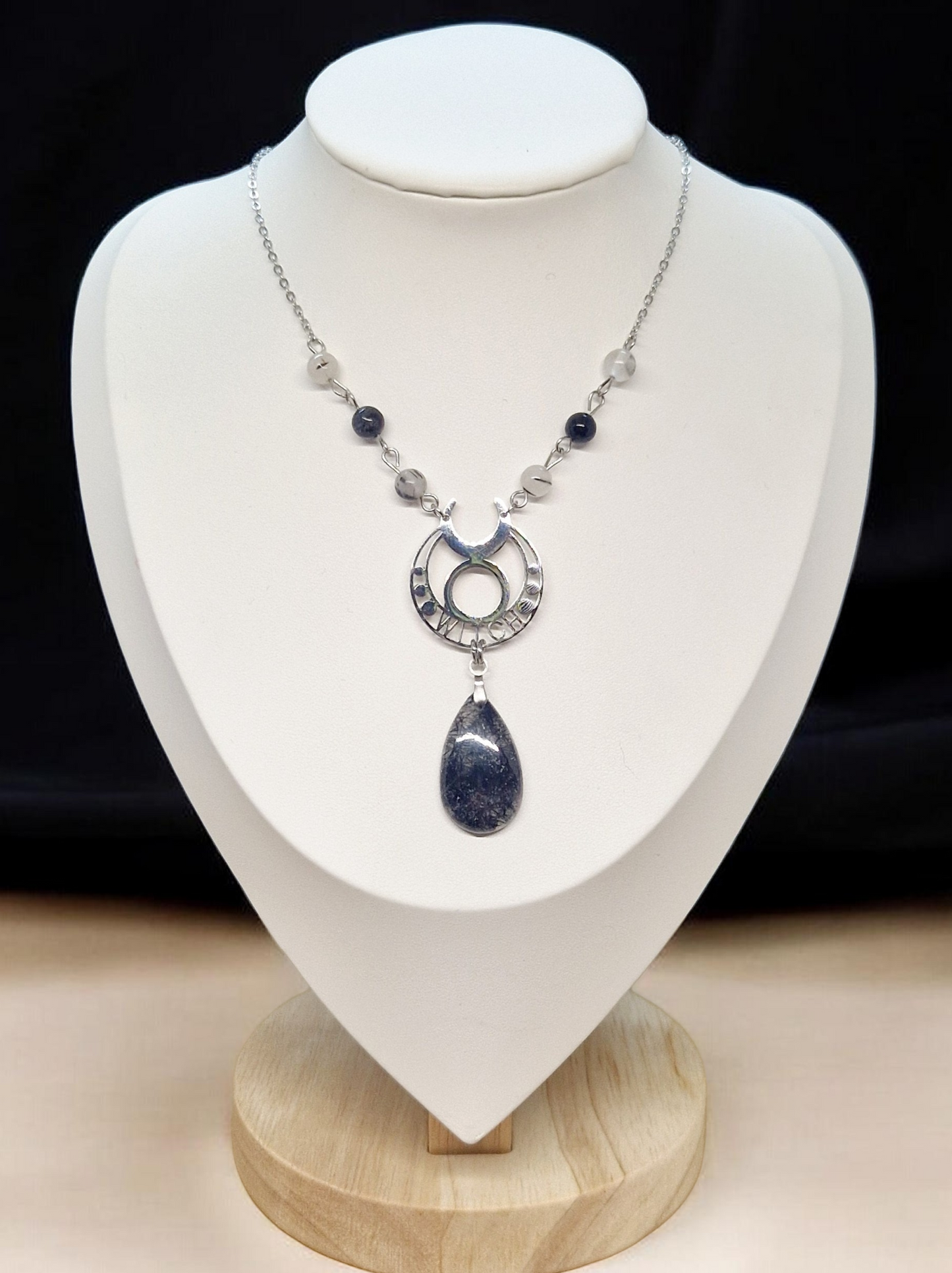 Collier Witch en Quartz Tourmaline & acier
