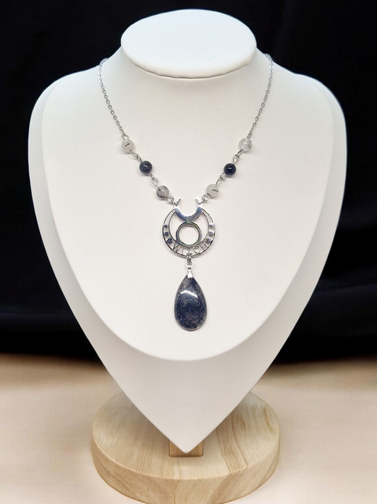 Collier Witch en Quartz Tourmaline & acier