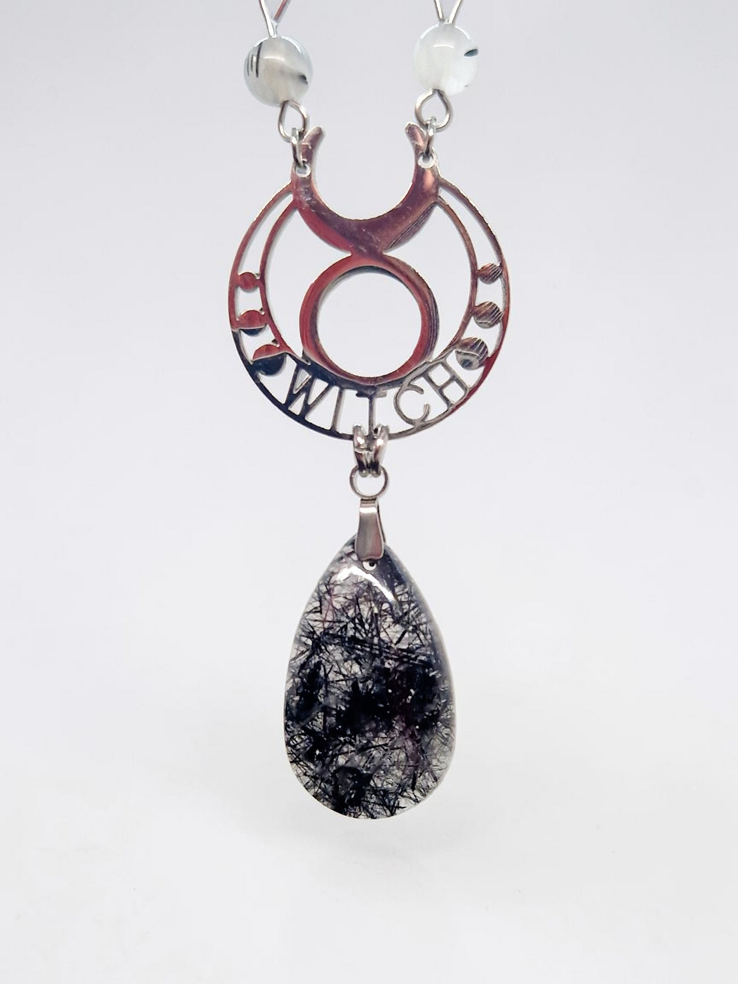 Collier Witch en Quartz Tourmaline & acier