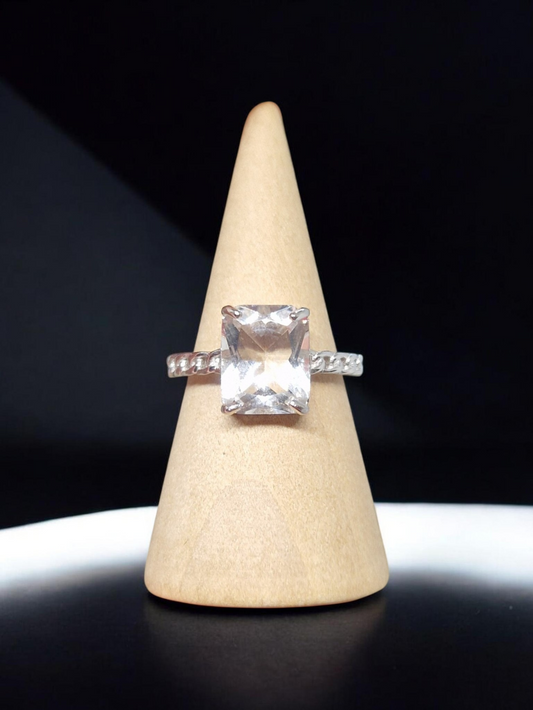 Bague Cristal de roche argent réglable