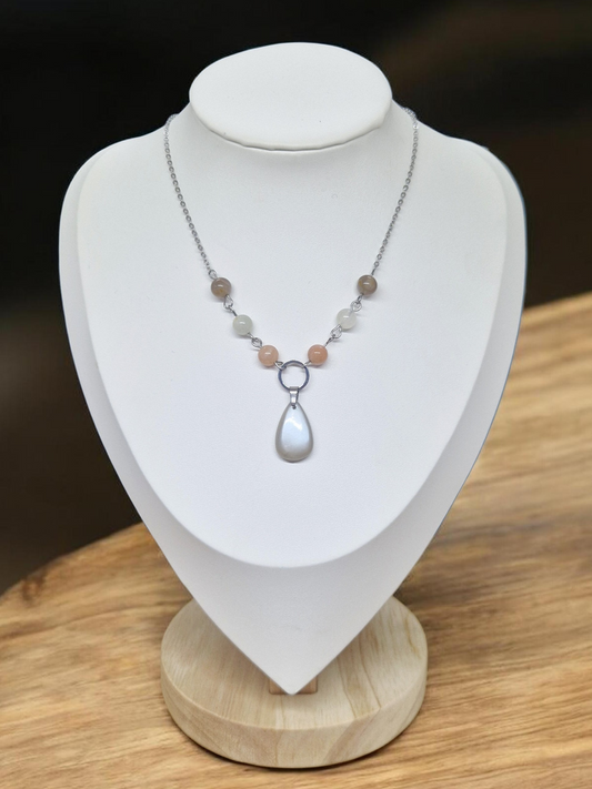 Collier Pierre de lune multicolore