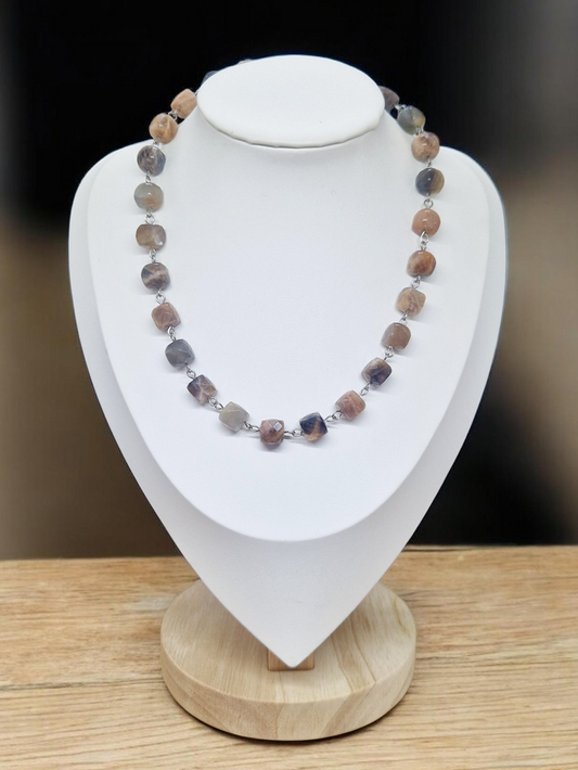 Collier Pierre de lune multicolore
