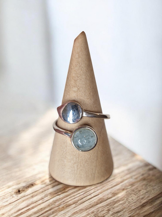 Bague Aigue Marine réglable Argent