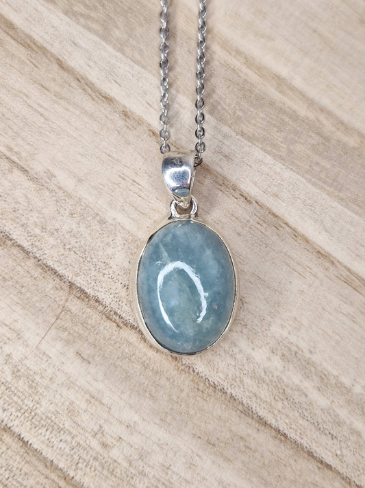 Pendentif Aigue Marine sertie Argent