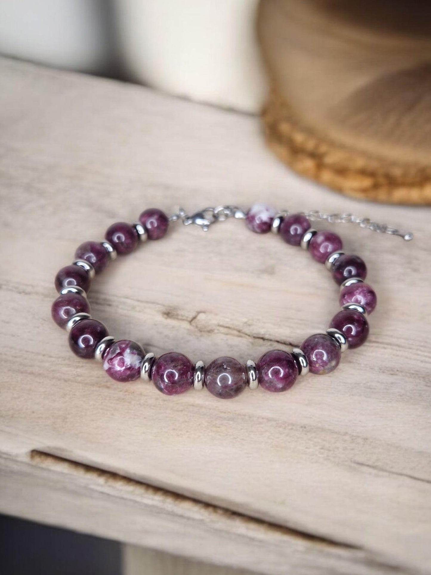 Bracelet Rubellite réglable 8mm