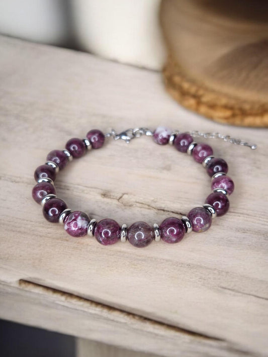 Bracelet Rubellite réglable 8mm