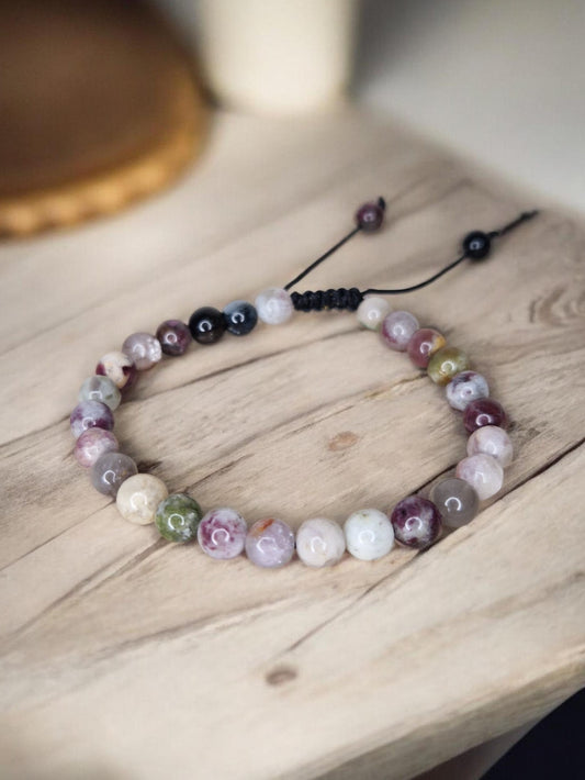 Bracelet Tourmaline multicolore réglable (6-7mm )