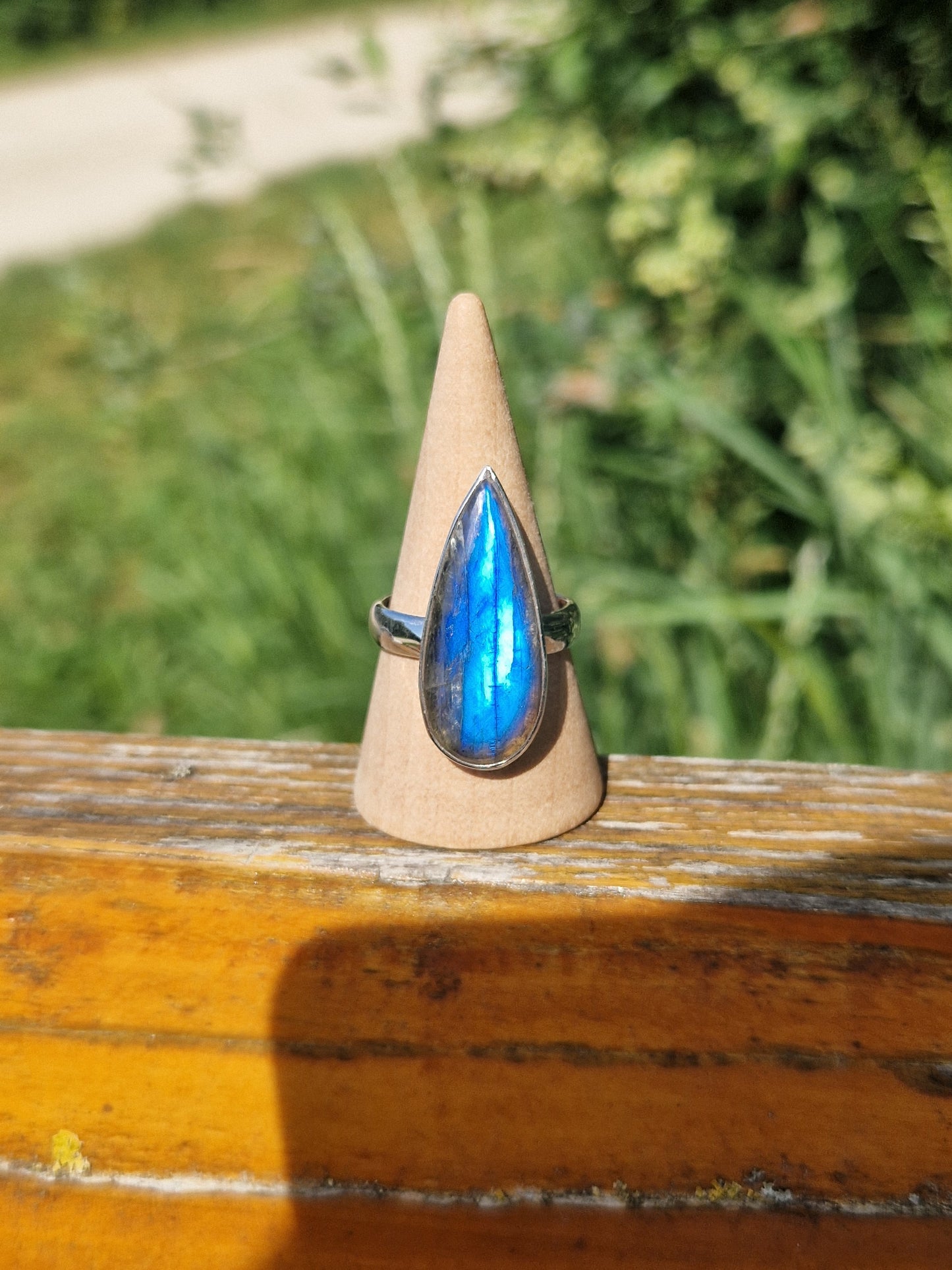 Bague Labradorite réglable argent 925