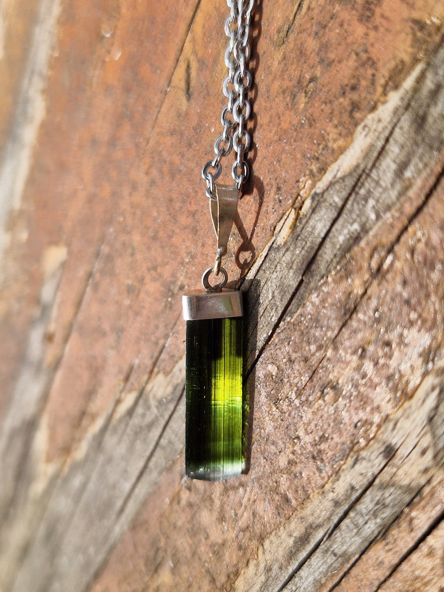 Pendentif Tourmaline verte argent