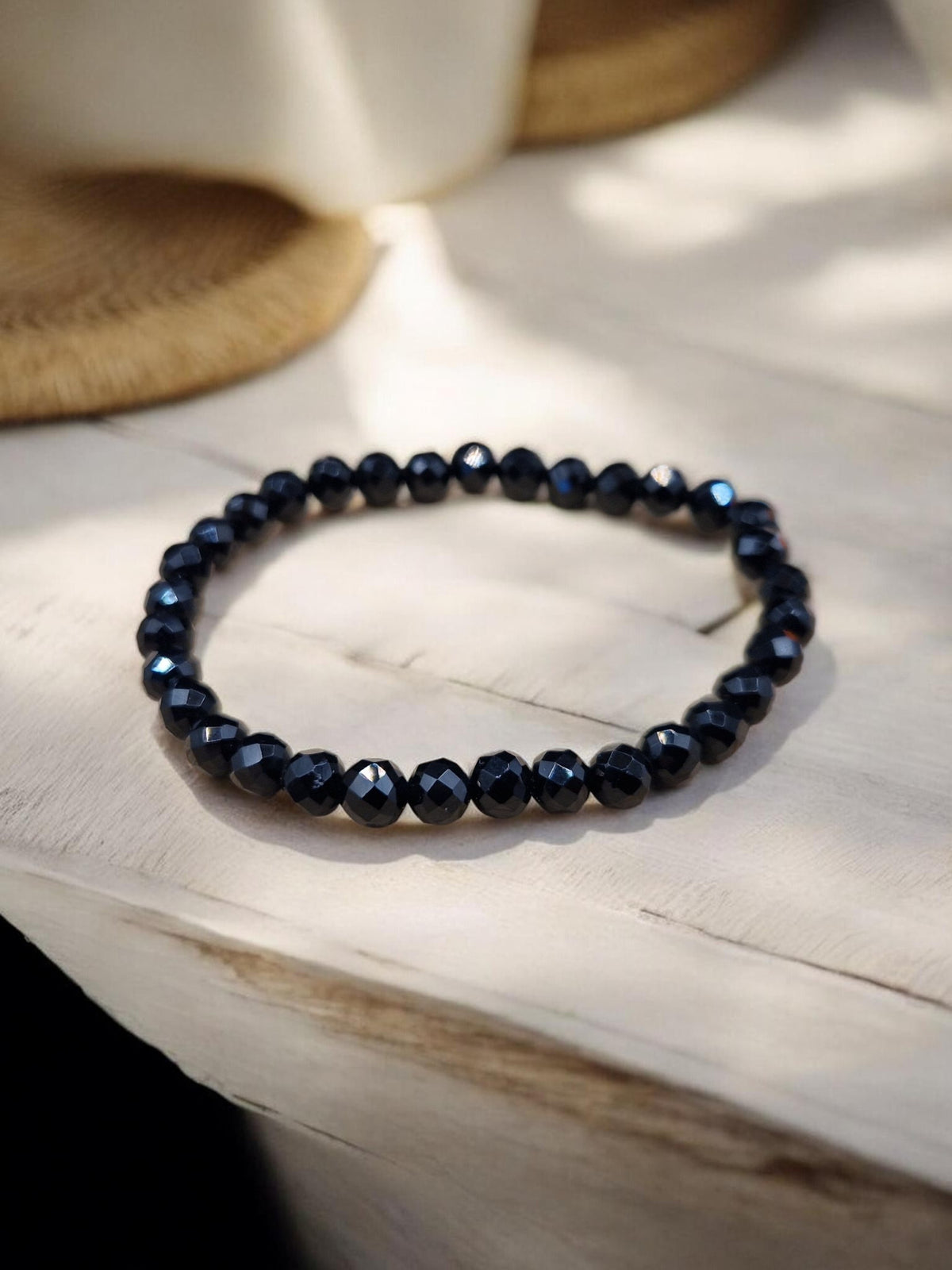 Bracelet onyx facetté 6mm